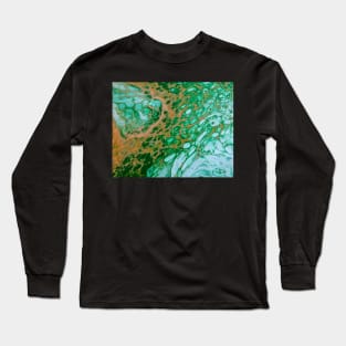 Golden Green Peacock Feather Long Sleeve T-Shirt